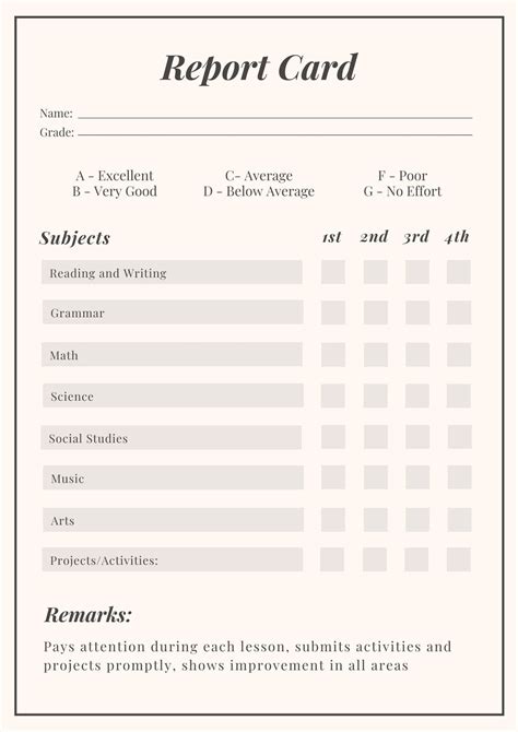 homeschool report card template word